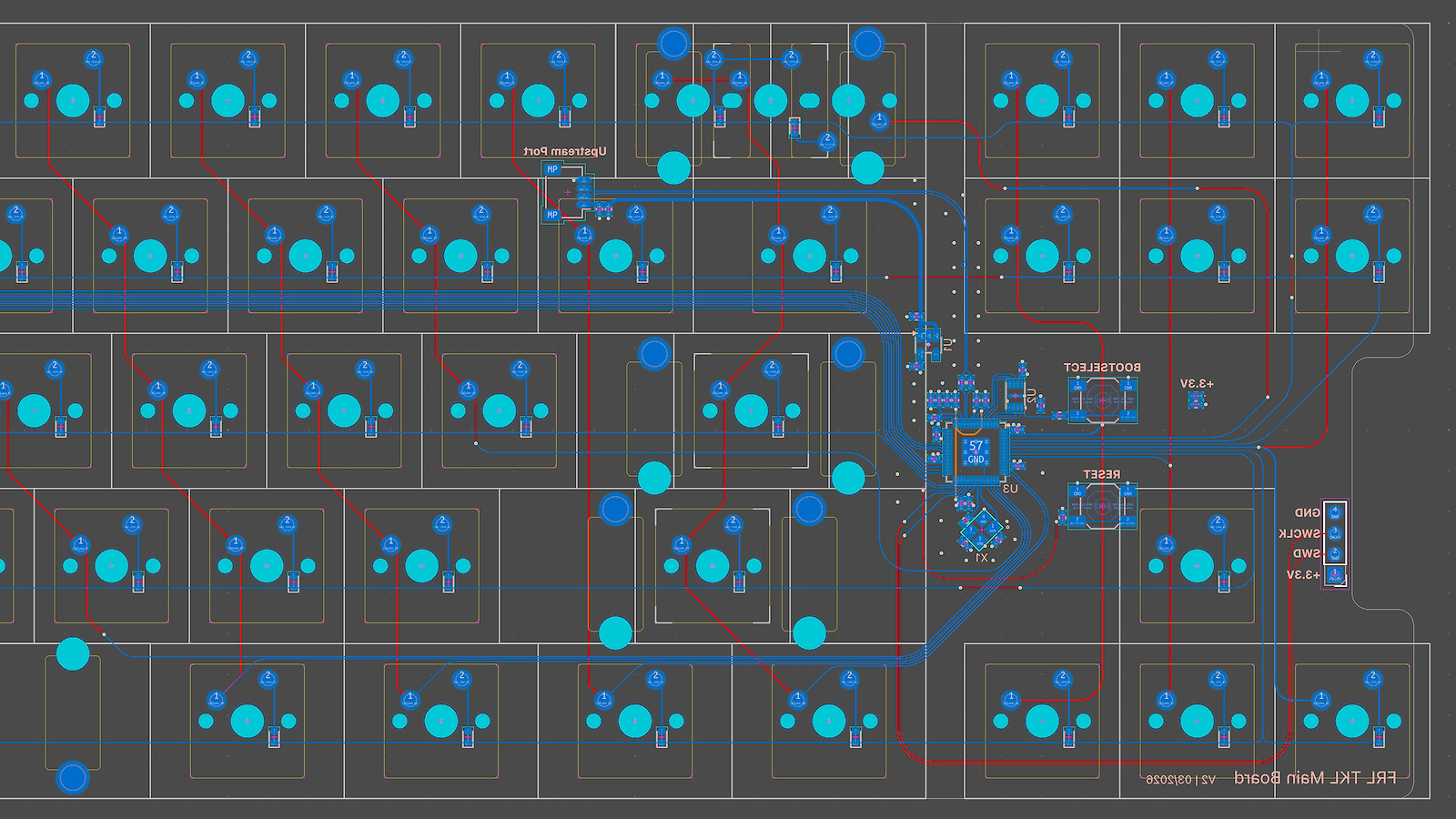 Main keyboard PCB — PCB layout